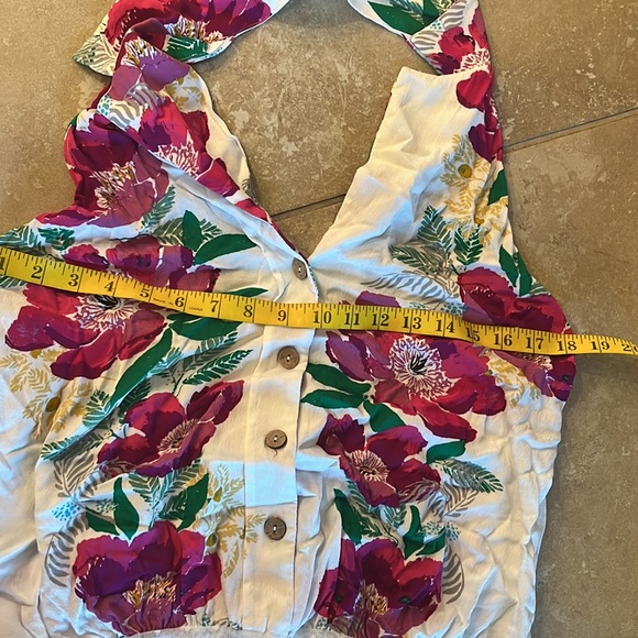 🎈HP🎈 Free People intimately Sz M floral blouse offshore halter open back - Picture 8 of 13